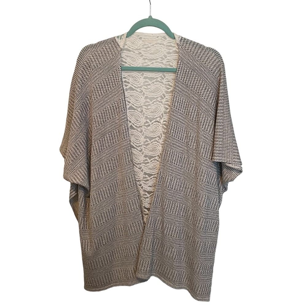 You Are Not Alone Women's One Size Top Ivory Lace Open Front Knit Cardigan Shawl